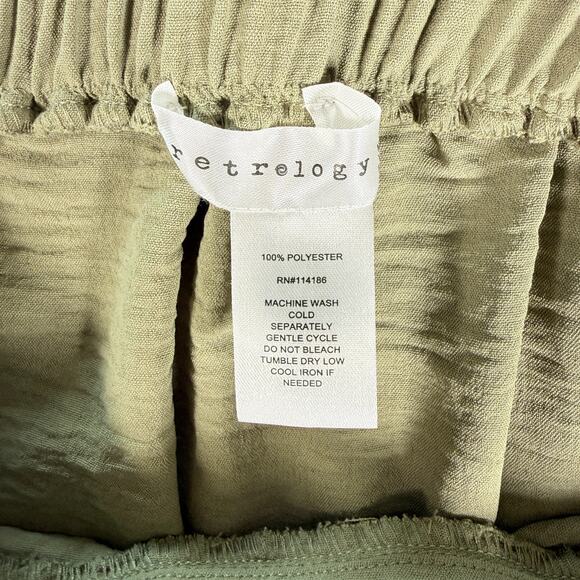 Retrology Women's Midi Skirt Green Olive Boho Chic Flowy Peasant Size Large - Picture 5 of 8